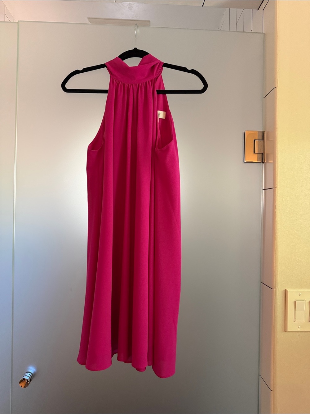 Badgley Mischka One-Shoulder Swing Dress in Fuchsia
